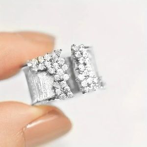 Shimmering Cubic Zirconia Wide Band Cuff Ring